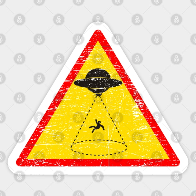 Warning Alien Abduction Sign Sticker by Mandra